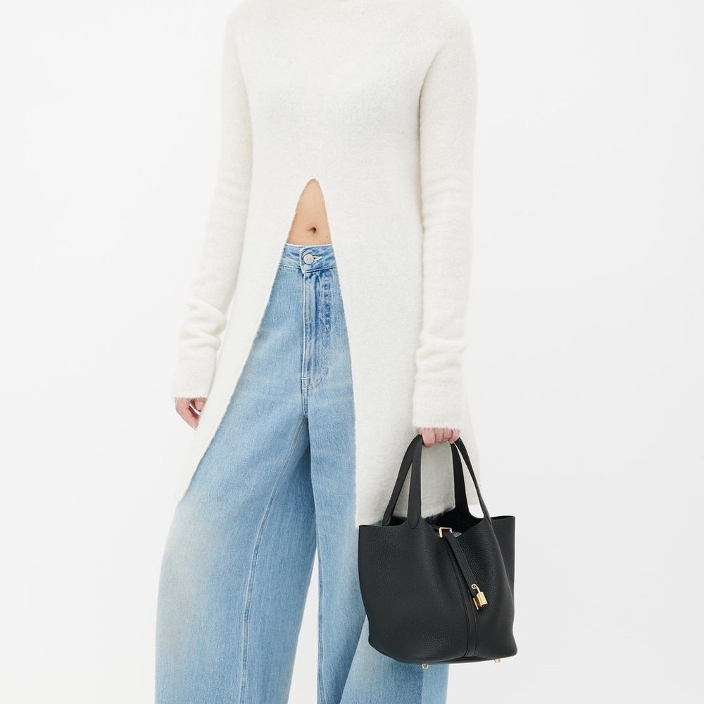 Hermes Black Leather Tote
